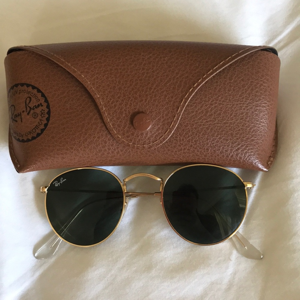 Ray ban round lenses, gold and green